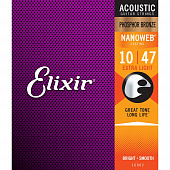 Струны для акустической гитары Elixir Nanoweb Extra Light 10-47 Phosphor Bronze (16002)