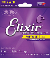 Струны для акустической гитары Elixir Polyweb Light-Medium 12-56 (11075)